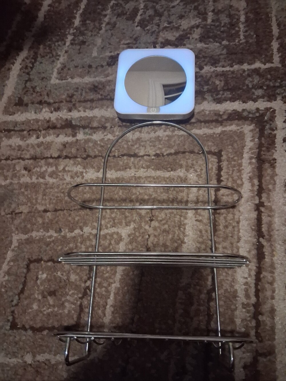 *must Bundle* Chrome Over-Tub Shower Caddy Rack And Shower Mirror